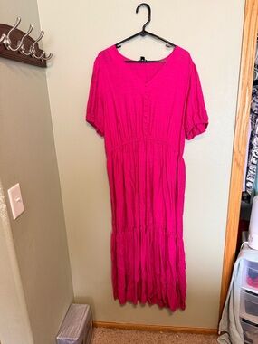 Simply Vera Vera Wang Hot Pink Button-Front Maxi Dress